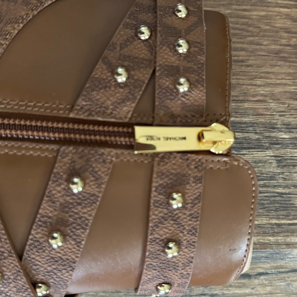 Michael Kors Brown Leather Studded Ankle Boots - Picture 8 of 9